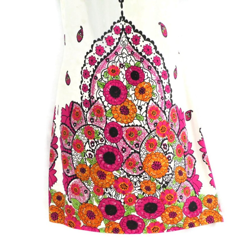 Vintage Rampage Dress Marrakesh Pleated Neck Draped Back Cutout Floral Vibrant M - Picture 6 of 12